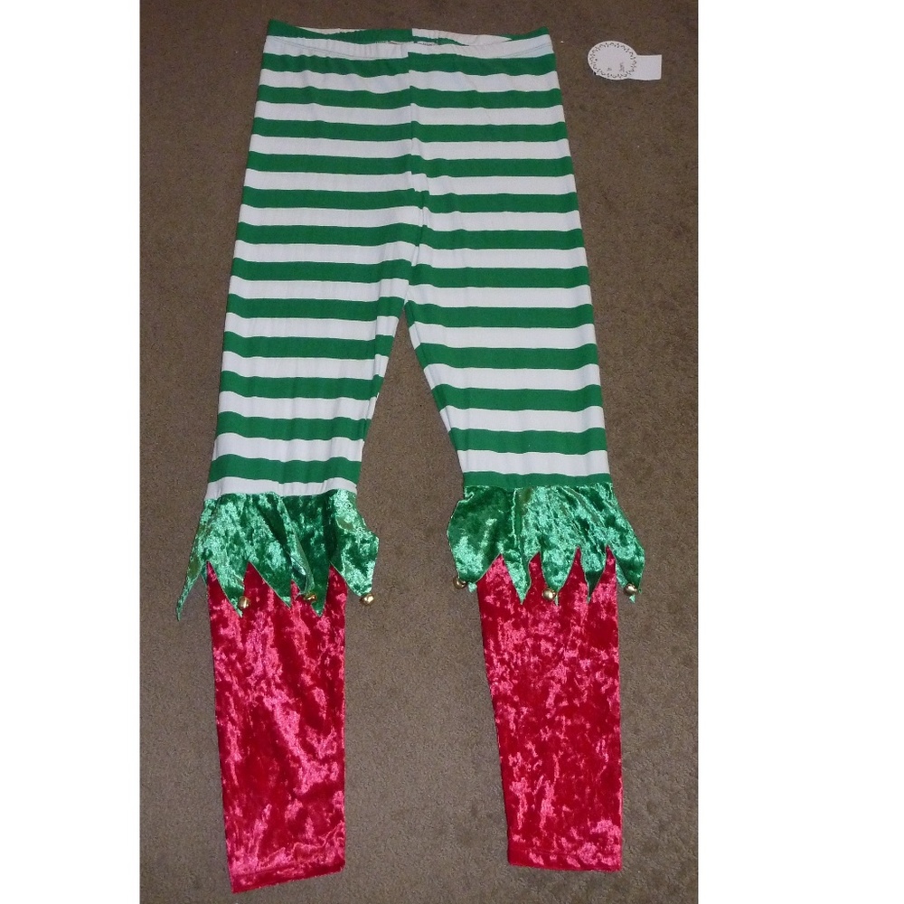 Juniors Womens CHRISTMAS Santa Elf Leggings Pants Size Small Large 3X NWT